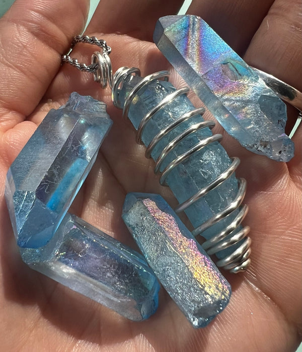 Aqua Aura Crystal Charm